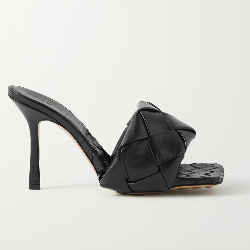 BOTTEGA VENETA. Black. Lido leather mules. Worn Once. Size 38. Dust bag included